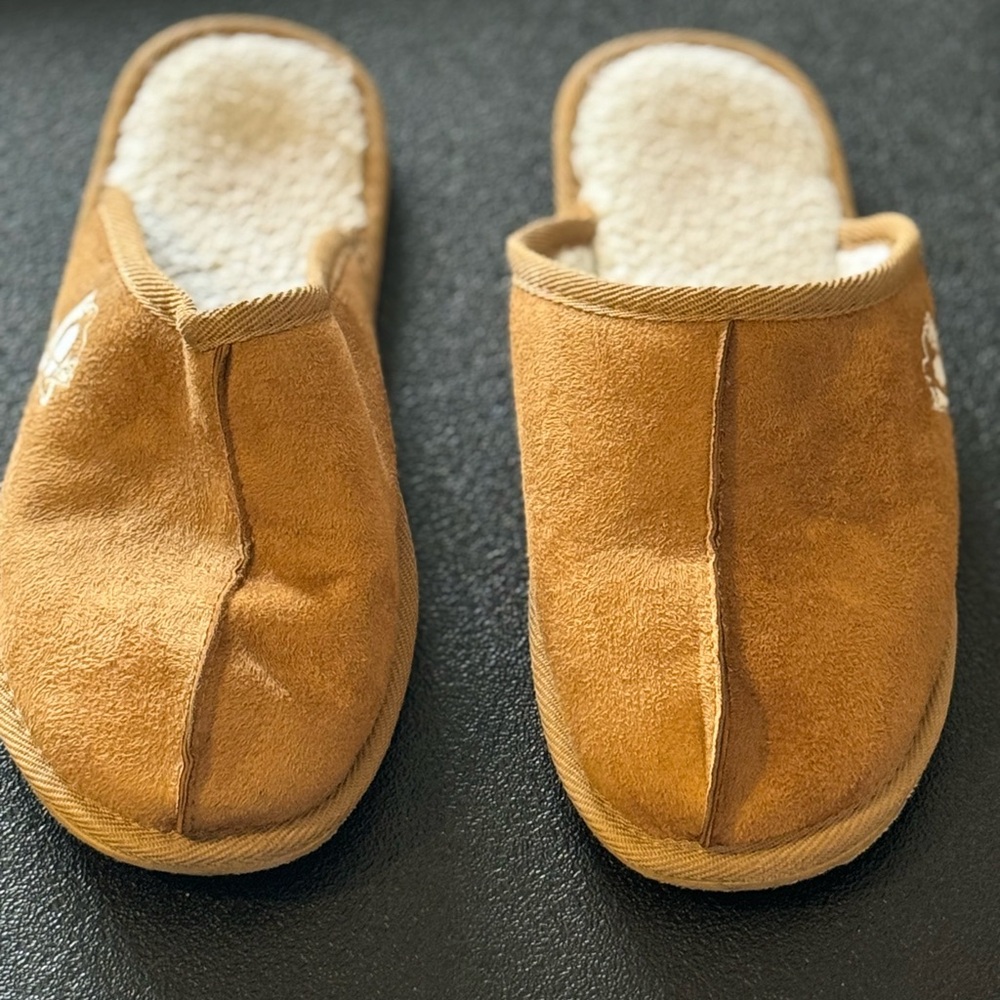 Fanatics Brand, Pittsburgh Penguins, Brown Hockey Slipper Sandals, Men’s Sz (Sm) - Picture 2 of 10